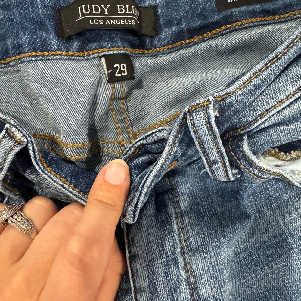 Judy Blue Light Blue Distressed Ankle Jeans - Picture 2 of 2